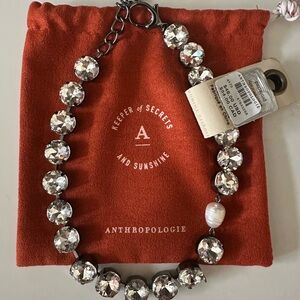 Anthropologie jeweled choker necklace with pearl